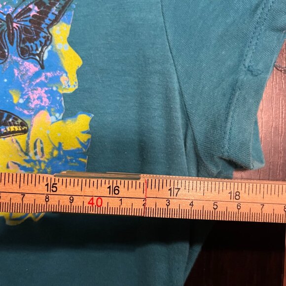 EXPRESS Cap-Sleeveless Wide Neck BUTTERFLY graphic Top T-Shirt Large - Picture 6 of 6